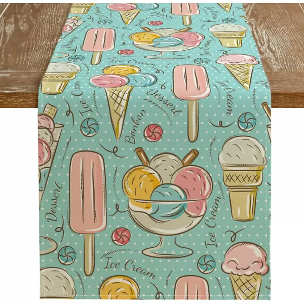 ARKENY Summer Placemats 12x18 Inches Set of 4 Ice Cream Dessert Seasonal Farmhouse Blue Burlap Indoor Kitchen Anniversary Dining Table Mats Decor for Home Party AP6094Blue