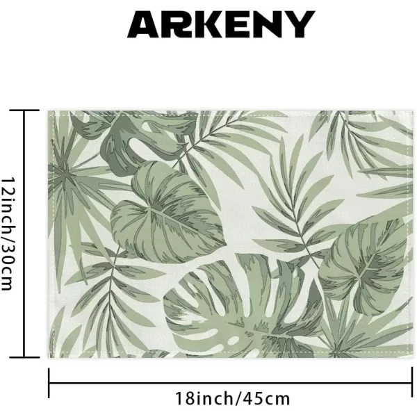 ARKENY Summer Placemats 12x18 Inches Set of 4 Palm Leaf Seasonal Farmhouse Green Burlap Indoor Kitchen Anniversary Dining Table Mats Decor for Home Party AP6004Light Green