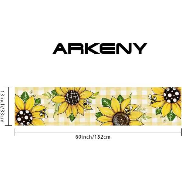 ARKENY Summer Placemats 12x18 Inches Set of 4 Sunflower Bee Yellow Seasonal Farmhouse Buffalo Plaid Burlap Indoor Kitchen Anniversary Dining Table Mats Decor for Home Party AP6054Yellow