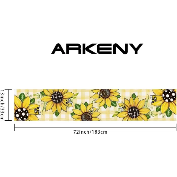 ARKENY Summer Placemats 12x18 Inches Set of 4 Sunflower Bee Yellow Seasonal Farmhouse Buffalo Plaid Burlap Indoor Kitchen Anniversary Dining Table Mats Decor for Home Party AP6054Yellow