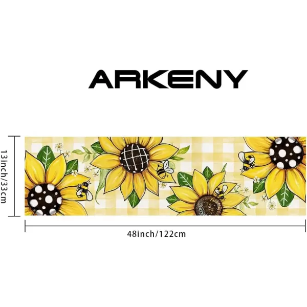 ARKENY Summer Placemats 12x18 Inches Set of 4 Sunflower Bee Yellow Seasonal Farmhouse Buffalo Plaid Burlap Indoor Kitchen Anniversary Dining Table Mats Decor for Home Party AP6054Yellow