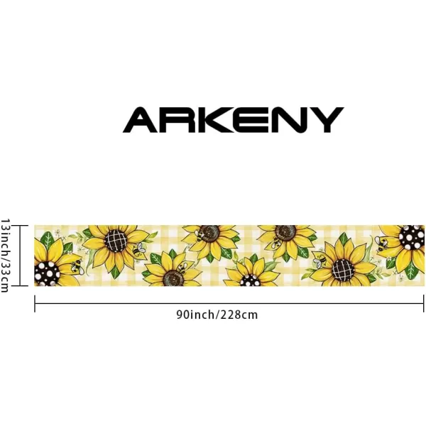 ARKENY Summer Placemats 12x18 Inches Set of 4 Sunflower Bee Yellow Seasonal Farmhouse Buffalo Plaid Burlap Indoor Kitchen Anniversary Dining Table Mats Decor for Home Party AP6054Yellow