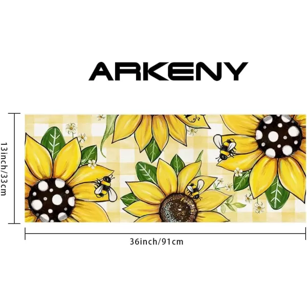 ARKENY Summer Placemats 12x18 Inches Set of 4 Sunflower Bee Yellow Seasonal Farmhouse Buffalo Plaid Burlap Indoor Kitchen Anniversary Dining Table Mats Decor for Home Party AP6054Yellow