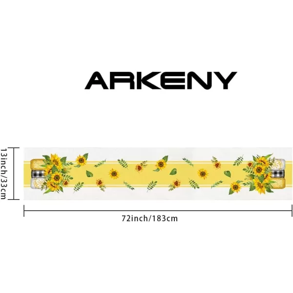 ARKENY Summer Placemats 12x18 Inches Set of 4 Sunflower Vase Sunshine Yellow Seasonal Farmhouse Stripe Burlap Indoor Kitchen Anniversary Dining Table Mats Decor for Home Party AP6064Yellow