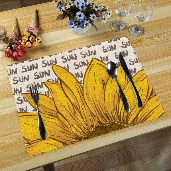 ARKENY Summer Sunflower Sunshine Sweet Bee Gnomes Placemats 12x18 Inches Set of 4Seasonal Burlap Watercolor Farmhouse Indoor Kitchen Dining Table Decoration for Home PartyARKENY Summer Sunflower Sunshine Sweet Bee Gnomes Placemats 12x18 Inches Set of 4Seasonal Burlap Watercolor Farmhouse Indoor Kitchen Dining Table Decoration for Home Party