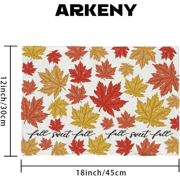 ARKENY Sweet Fall Thanksgiving Placemats 12x18 Inches Set of 4Maple Leaves Seasonal Burlap Farmhouse Indoor Kitchen Dining Table Autumn Decorations for Home Party AP44318Multicolor Placemats Set of 4  12X18