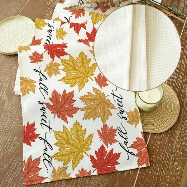 ARKENY Sweet Fall Thanksgiving Placemats 12x18 Inches Set of 4Maple Leaves Seasonal Burlap Farmhouse Indoor Kitchen Dining Table Autumn Decorations for Home Party AP44318Multi Color Table Runner  13X72