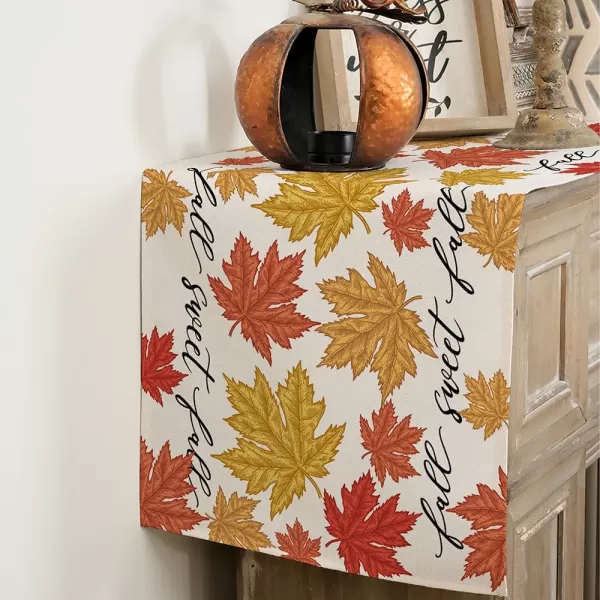 ARKENY Sweet Fall Thanksgiving Placemats 12x18 Inches Set of 4Maple Leaves Seasonal Burlap Farmhouse Indoor Kitchen Dining Table Autumn Decorations for Home Party AP44318Multi Color Table Runner  13X72