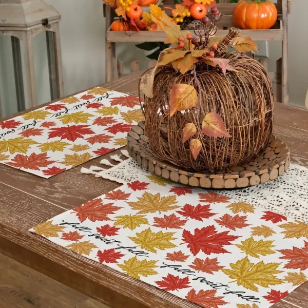 ARKENY Sweet Fall Thanksgiving Placemats 12x18 Inches Set of 4Maple Leaves Seasonal Burlap Farmhouse Indoor Kitchen Dining Table Autumn Decorations for Home Party AP44318Multicolor Placemats Set of 4  12X18