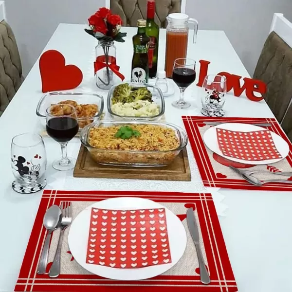 ARKENY Valentines Day Love Heart Placemats 12x18 Inches Set of 4Seasonal Burlap Farmhouse Indoor Kitchen Dining Table Decoration for Home PartyARKENY Valentines Day Love Heart Placemats 12x18 Inches Set of 4Seasonal Burlap Farmhouse Indoor Kitchen Dining Table Decoration for Home Party