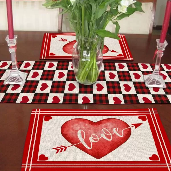 ARKENY Valentines Day Love Heart Placemats 12x18 Inches Set of 4Seasonal Burlap Farmhouse Indoor Kitchen Dining Table Decoration for Home PartyARKENY Valentines Day Love Heart Placemats 12x18 Inches Set of 4Seasonal Burlap Farmhouse Indoor Kitchen Dining Table Decoration for Home Party