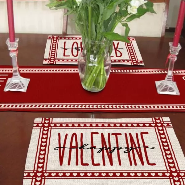 ARKENY Valentines Day Love You More Huge Kisses Placemats Set of 4 Indoor Decor for Dining Table Farmhouse Holiday Party Decoration AP021placemats 12X18