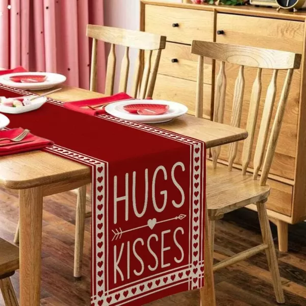 ARKENY Valentines Day Love You More Huge Kisses Placemats Set of 4 Indoor Decor for Dining Table Farmhouse Holiday Party Decoration AP021table runner 13X72