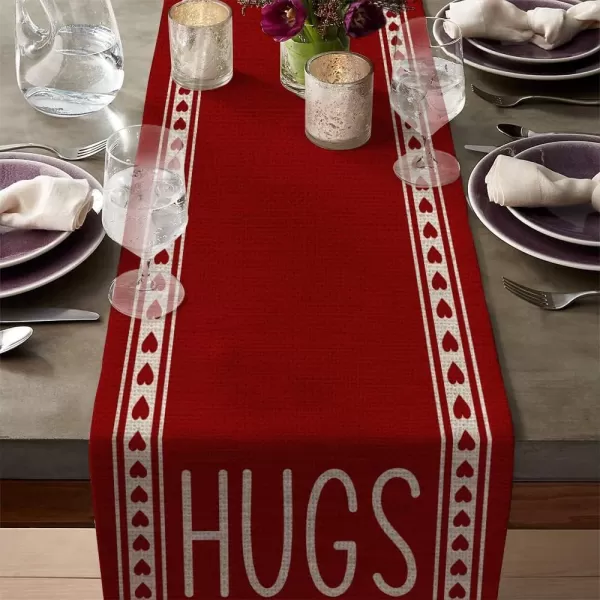 ARKENY Valentines Day Love You More Huge Kisses Placemats Set of 4 Indoor Decor for Dining Table Farmhouse Holiday Party Decoration AP021table runner 13X72