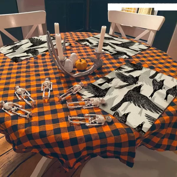 Halloween Decorations Crow Placemats 12 x 18 Inch Set of 4 Party Dcor Rustic Vintage Washable Table Mats AP178Halloween Decorations Crow Placemats 12 x 18 Inch Set of 4 Party Dcor Rustic Vintage Washable Table Mats AP178
