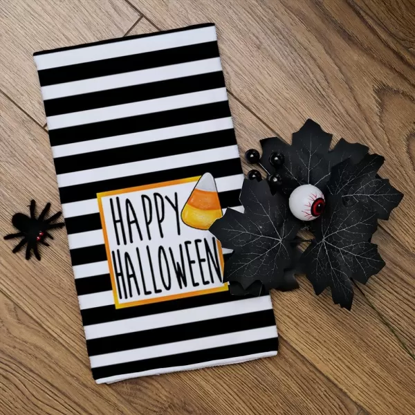 Halloween Kitchen Dish Towels Black Pumpkin Polka dot Stripes 18x26 Inch Ultra Absorbent Bar Drying Cloth Vintage Tea Sign Hand Towel for Cooking Set of 2 AD091Black 2 Farmhouse