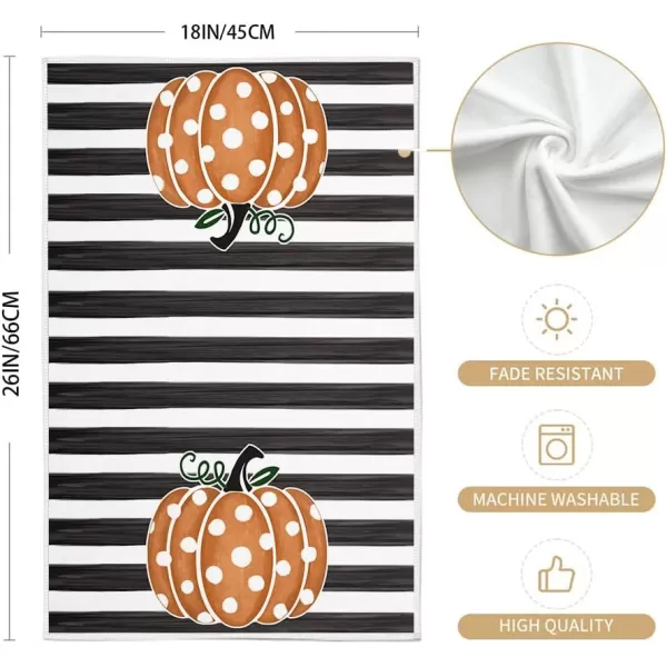 Halloween Kitchen Dish Towels Black Pumpkin Polka dot Stripes 18x26 Inch Ultra Absorbent Bar Drying Cloth Vintage Tea Sign Hand Towel for Cooking Set of 2 AD091Orange Farmhouse