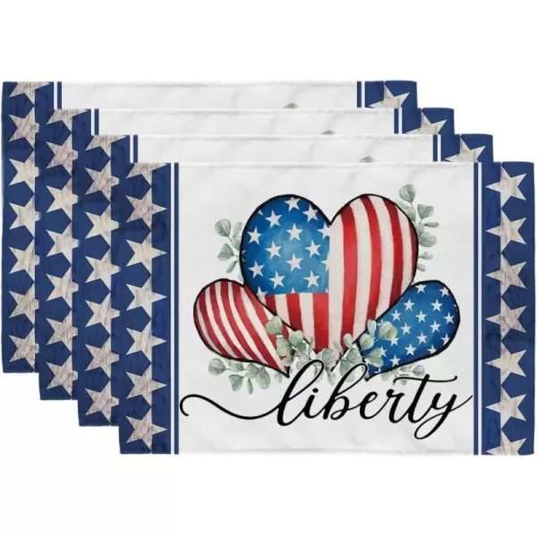 ARKENY 4th of July Decorations American Star Eucalyptus Placemats 12x18 Inches Memorial Day Patriotic Red Flag Place mats Independence Day Decor AP28518ARKENY 4th of July Decorations American Star Eucalyptus Placemats 12x18 Inches Memorial Day Patriotic Red Flag Place mats Independence Day Decor AP28518