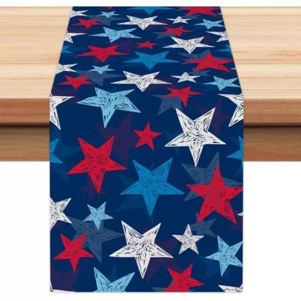 ARKENY 4th of July Decorations Watercolor Star Placemats 12x18 Inches Memorial Day Patriotic Red Place mats Independence Day Decor AP28718Blue 13X72