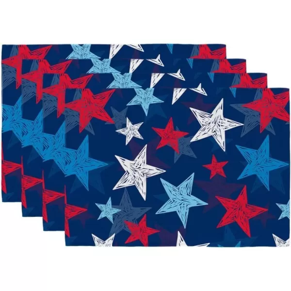ARKENY 4th of July Decorations Watercolor Star Placemats 12x18 Inches Memorial Day Patriotic Red Place mats Independence Day Decor AP28718Muti Placemats 12X18