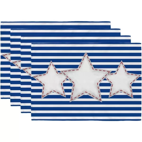 ARKENY 4th of July Decorations White Star Placemats 12x18 Inches Memorial Day Patriotic Blue Stripes Place mats Independence Day Decor AP27418ARKENY 4th of July Decorations White Star Placemats 12x18 Inches Memorial Day Patriotic Blue Stripes Place mats Independence Day Decor AP27418