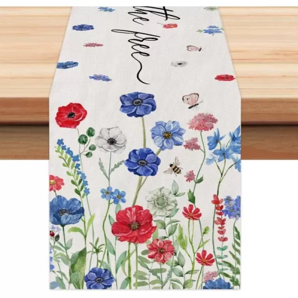 ARKENY 4th of July Patriotic Table Runner 72 Inches Blue Floral Land of Free Sign American Independence Day Holiday Home Coffee Table Dining Farmhouse Party Tabletop Decoration AT39872ARKENY 4th of July Patriotic Table Runner 72 Inches Blue Floral Land of Free Sign American Independence Day Holiday Home Coffee Table Dining Farmhouse Party Tabletop Decoration AT39872