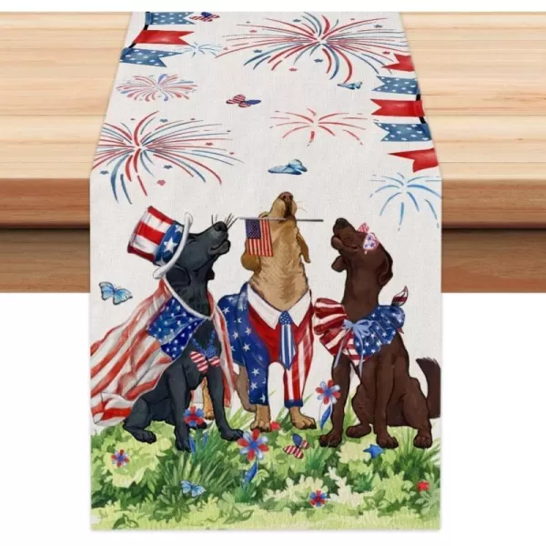 ARKENY 4th of July Patriotic Table Runner 72 Inches Red Flag Dog American Independence Day Holiday Home Coffee Table Dining Farmhouse Party Tabletop Decoration AT40672ARKENY 4th of July Patriotic Table Runner 72 Inches Red Flag Dog American Independence Day Holiday Home Coffee Table Dining Farmhouse Party Tabletop Decoration AT40672