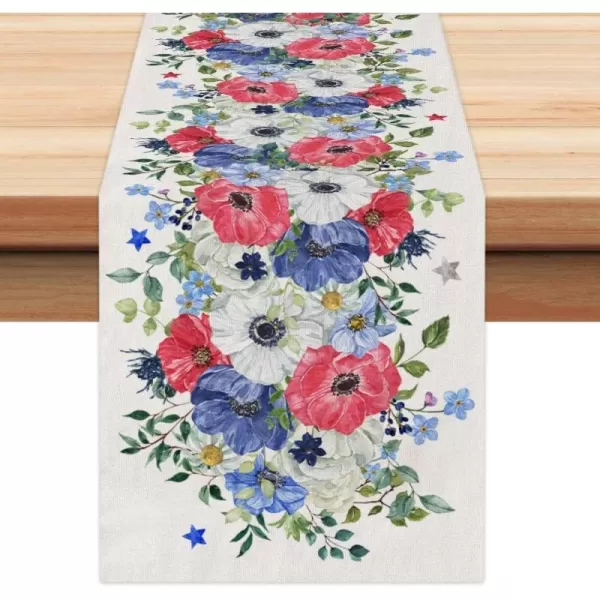 ARKENY 4th of July Patriotic Table Runner 72 Inches Red Floral Leaves American Independence Day Holiday Home Coffee Table Dining Farmhouse Party Tabletop Decoration AT42672ARKENY 4th of July Patriotic Table Runner 72 Inches Red Floral Leaves American Independence Day Holiday Home Coffee Table Dining Farmhouse Party Tabletop Decoration AT42672