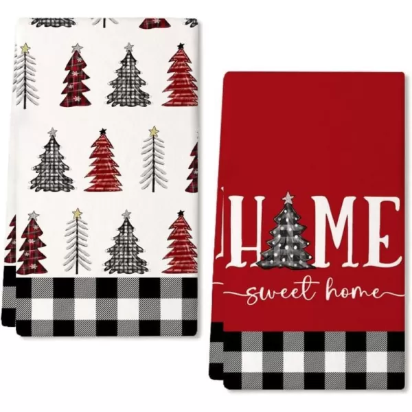 ARKENY Christmas Kitchen Towels Set of 2Black Xmas Tree Dish Towels 18x26 InchHoilday Farmhouse Home Decoration AD101Black Tree