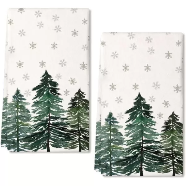 ARKENY Christmas Kitchen Towels Set of 2Green Xmas Tree Snowflake Dish Towels 18x26 Inch Drying DishclothFarmhouse Home Decoration AD135Green Xmas Tree Two Piece