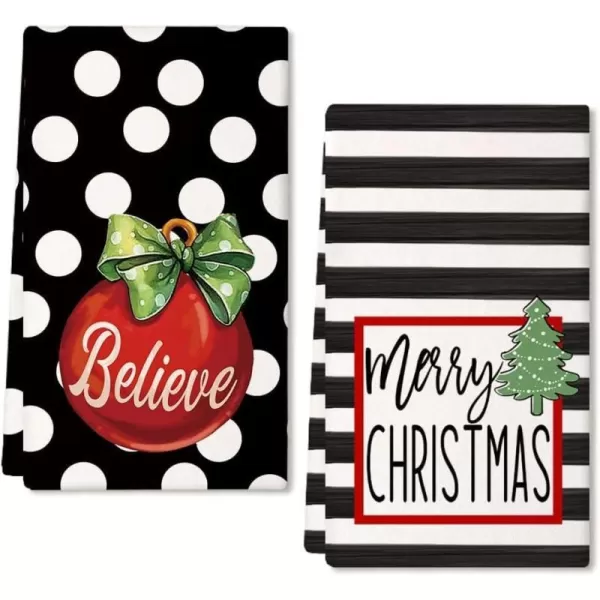 ARKENY Christmas Kitchen Towels Set of 2Red Jar Gingerbread Man Xmas Dish Towels 18x26 InchHoilday Farmhouse Home Decoration AD095Black