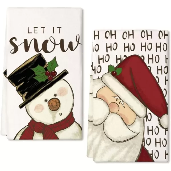 ARKENY Christmas Kitchen Towels Set of 2Red Jar Gingerbread Man Xmas Dish Towels 18x26 InchHoilday Farmhouse Home Decoration AD095White Snowman