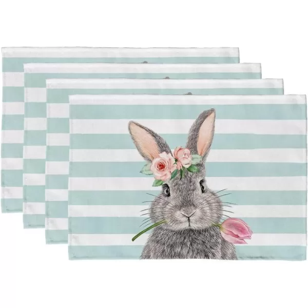 ARKENY Easter Bunny Floral Placemats 12X18 Inches Set of 4Rabbit Home Dining Indoor Spring Holiday Farmhouse Tabletop Decor AP246placemats 12X18