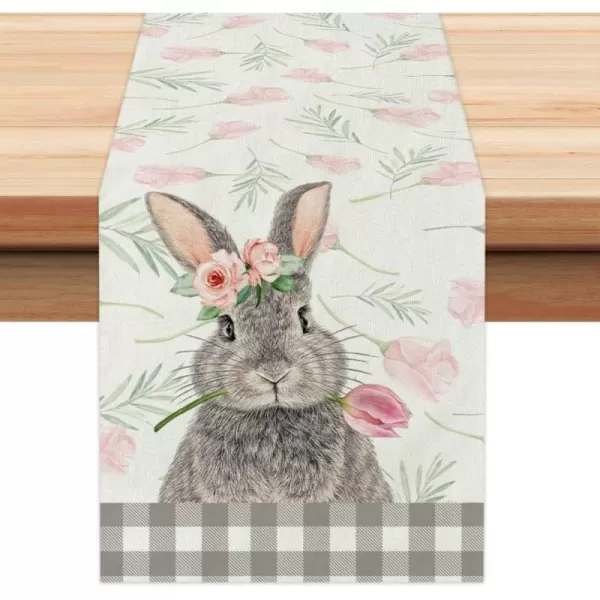 ARKENY Easter Bunny Floral Placemats 12X18 Inches Set of 4Rabbit Home Dining Indoor Spring Holiday Farmhouse Tabletop Decor AP246table runner 13X108