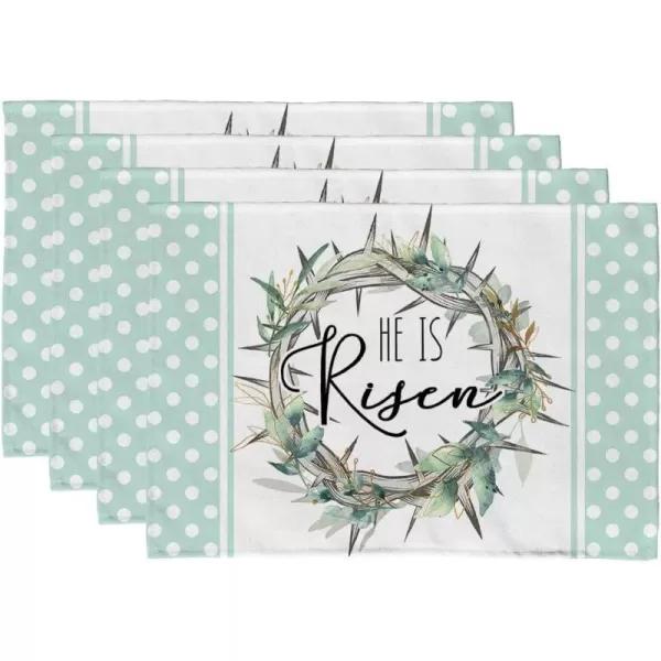 ARKENY Easter He is Risen Placemats 12X18 Inches Set of 4Rabbit Home Dining Indoor Spring Holiday Farmhouse Tabletop Decor AP235placemats 12X18