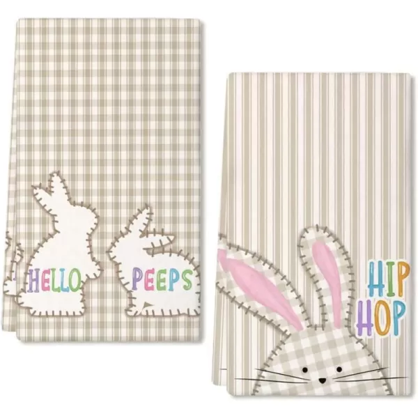 ARKENY Easter Kitchen Towels Set of 2Beige Bunny Hello Peeps Dish Towels 18x26 Inch Drying DishclothFarmhouse Holiday Seasonal Spring Decorations AD264ARKENY Easter Kitchen Towels Set of 2Beige Bunny Hello Peeps Dish Towels 18x26 Inch Drying DishclothFarmhouse Holiday Seasonal Spring Decorations AD264