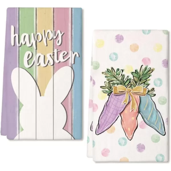 ARKENY Easter Kitchen Towels Set of 2Colorful Polka Dot Bunny Carrots Hoppy Easter Dish Towels 18x26 Inch Drying DishclothFarmhouse Holiday Seasonal Spring Decorations AD242ARKENY Easter Kitchen Towels Set of 2Colorful Polka Dot Bunny Carrots Hoppy Easter Dish Towels 18x26 Inch Drying DishclothFarmhouse Holiday Seasonal Spring Decorations AD242