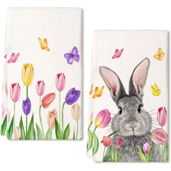 ARKENY Easter Kitchen Towels Set of 2Floral Bunny Butterfly Dish Towels 18x26 Inch Drying DishclothFarmhouse Holiday Seasonal Spring Decorations AD261ARKENY Easter Kitchen Towels Set of 2Floral Bunny Butterfly Dish Towels 18x26 Inch Drying DishclothFarmhouse Holiday Seasonal Spring Decorations AD261