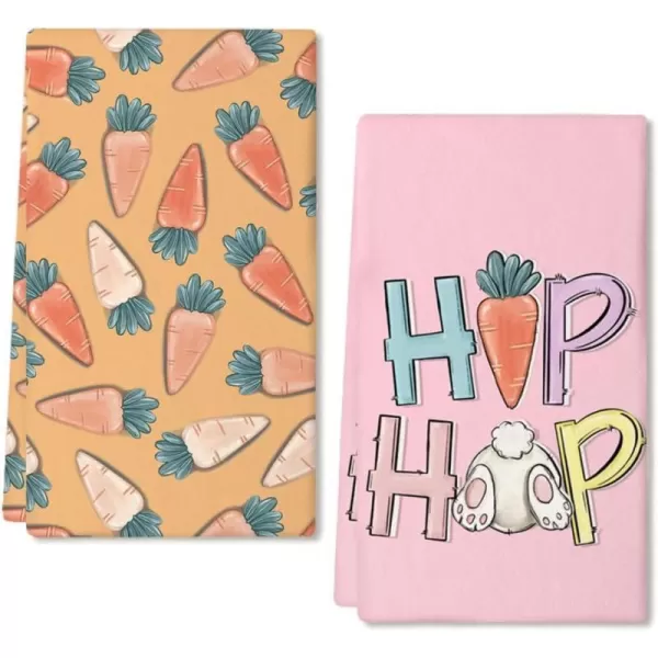 ARKENY Easter Kitchen Towels Set of 2Orange Carrots Bunny Hip Hop Dish Towels 18x26 Inch Drying DishclothFarmhouse Holiday Seasonal Spring Decorations AD228ARKENY Easter Kitchen Towels Set of 2Orange Carrots Bunny Hip Hop Dish Towels 18x26 Inch Drying DishclothFarmhouse Holiday Seasonal Spring Decorations AD228