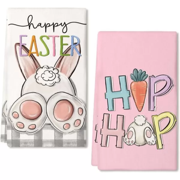 ARKENY Easter Kitchen Towels Set of 2White Bunny Hip Hop Dish Towels 18x26 Inch Drying DishclothFarmhouse Holiday Seasonal Spring Decorations AD230ARKENY Easter Kitchen Towels Set of 2White Bunny Hip Hop Dish Towels 18x26 Inch Drying DishclothFarmhouse Holiday Seasonal Spring Decorations AD230