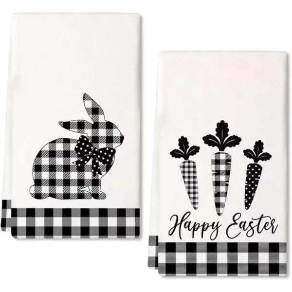 ARKENY Easter Kitchen Towels for Easter Decor Black Buffalo Plaid Check Bunny Dish Towels 18x26 Inch Bar Drying Cloth Carrot Hand Towel for Kitchen Bathroom Party Easter Decorations Set of 2ARKENY Easter Kitchen Towels for Easter Decor Black Buffalo Plaid Check Bunny Dish Towels 18x26 Inch Bar Drying Cloth Carrot Hand Towel for Kitchen Bathroom Party Easter Decorations Set of 2