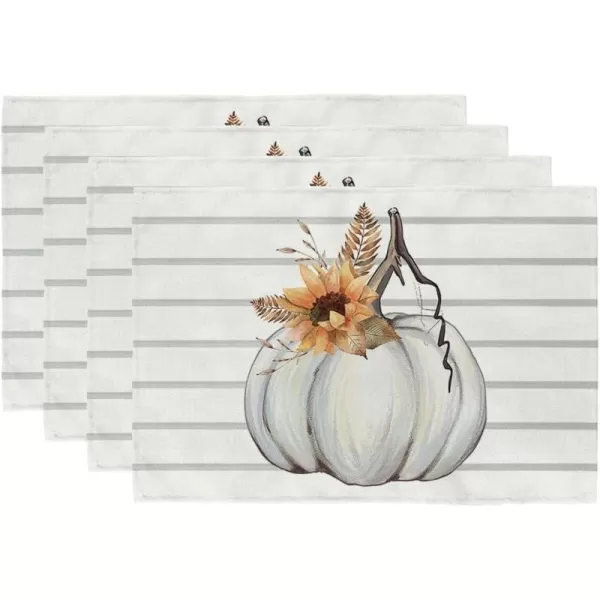 ARKENY Fall Thanksgiving Placemats 12x18 Inches Set of 4Pumpkin Sunflower Seasonal Burlap Stripe Farmhouse Indoor Kitchen Dining Table Autumn Decoration for Home Party AP12418Multicolor placemats 12X18 inch