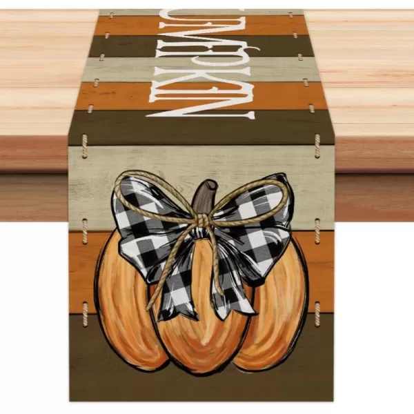 ARKENY Fall Thanksgiving Placemats 12x18 Inches Set of 4Pumpkins Seasonal Burlap Farmhouse Wood Stripe Indoor Kitchen Dining Table Autumn Decorations for Home Party AP44018Multi Color Table Runner  13X72