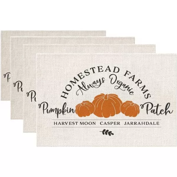 ARKENY Fall Thanksgiving Pumpkin Patch Homestead Farms Always Organic Placemats 12x18 Inches Set of 4Seasonal Burlap Farmhouse Indoor Kitchen Dining Table Decoration for Home Party AP18618ARKENY Fall Thanksgiving Pumpkin Patch Homestead Farms Always Organic Placemats 12x18 Inches Set of 4Seasonal Burlap Farmhouse Indoor Kitchen Dining Table Decoration for Home Party AP18618