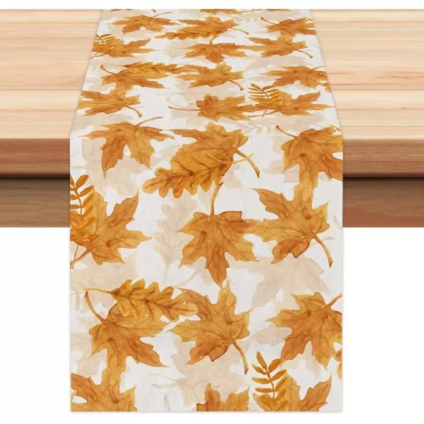 ARKENY Fall Thanksgiving Table Runner 13x72 InchesOrange Maple Leaves Thanksgiving Seasonal Burlap Farmhouse Indoor Outdoor Autumn Table Runner for HomeOrange Table Runner  13X72