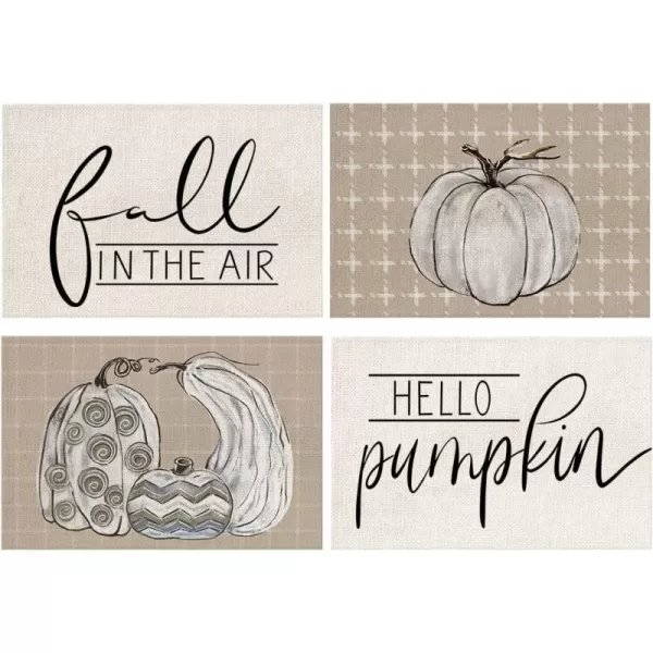 ARKENY Fall in The Air Hello Pumpkin Placemats 12x18 Inches Set of 4Thanksgiving Seasonal Burlap Farmhouse Indoor Kitchen Dining Table Decoration for Home Party AP18518ARKENY Fall in The Air Hello Pumpkin Placemats 12x18 Inches Set of 4Thanksgiving Seasonal Burlap Farmhouse Indoor Kitchen Dining Table Decoration for Home Party AP18518