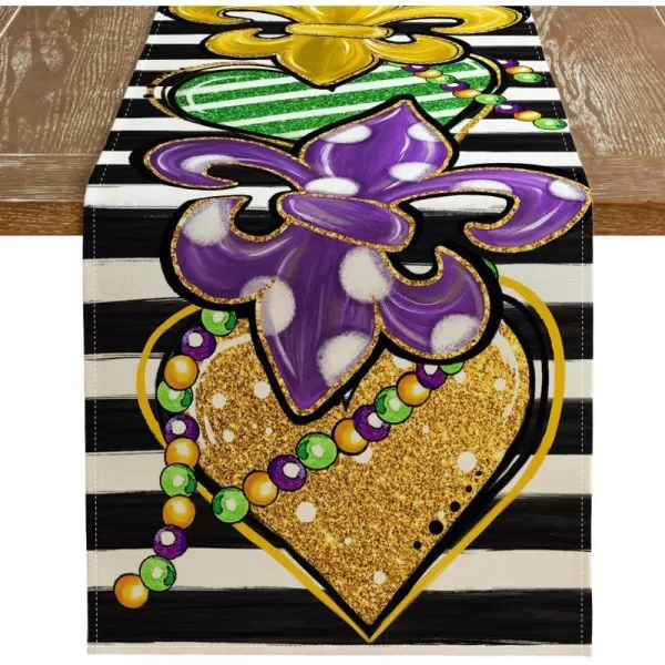 ARKENY Mardi Gras Carnival Placemats 12x18 Inches Set of 4 Fleur De Lis Seasonal Farmhouse Burlap Stripe Indoor Kitchen Dining Table Decorations for Home Party AP35518Purple Table Runner  13X48