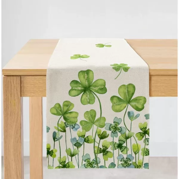 ARKENY St Patricks Day Placemat 12 x 18 Inch Green Shamrock Lucky Theme Set of 4 for Dining Table Spring Holiday Rustic Farmhouse Table Mattable runner 13X72