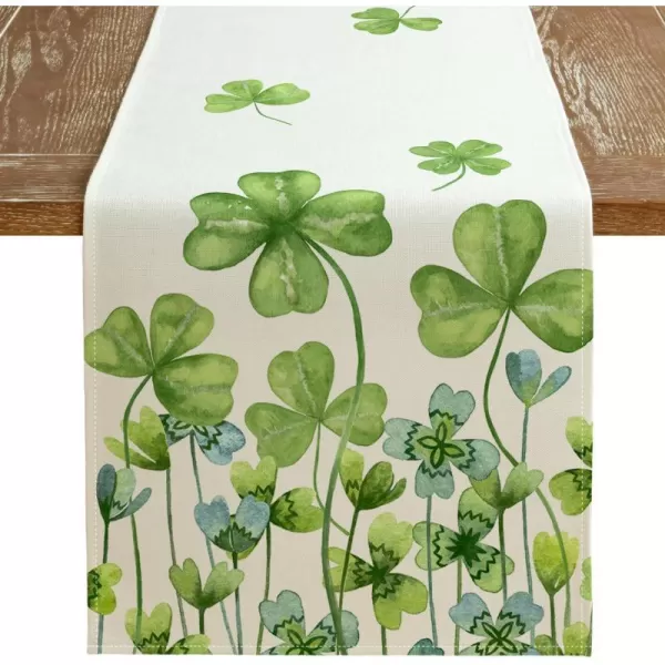ARKENY St Patricks Day Placemats 12x18 Inches Set of 4 Green Shamrock Spring Seasonal Farmhouse Burlap Indoor Kitchen Dining Table Mats Decorations for Home Party AP5484Green Table Runner  13X36