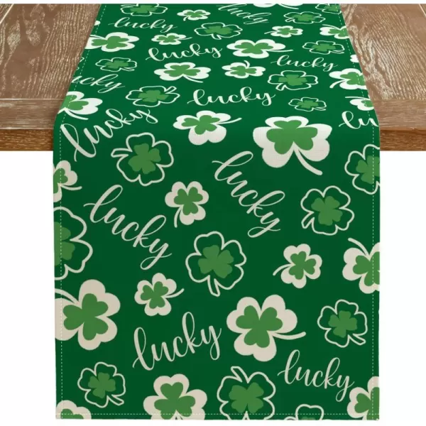 ARKENY St Patricks Day Placemats 12x18 Inches Set of 4 Shamrock Spring Seasonal Farmhouse Burlap Green Indoor Kitchen Dining Table Mats Decorations for Home Party AP5374Green Table Runner  13X60